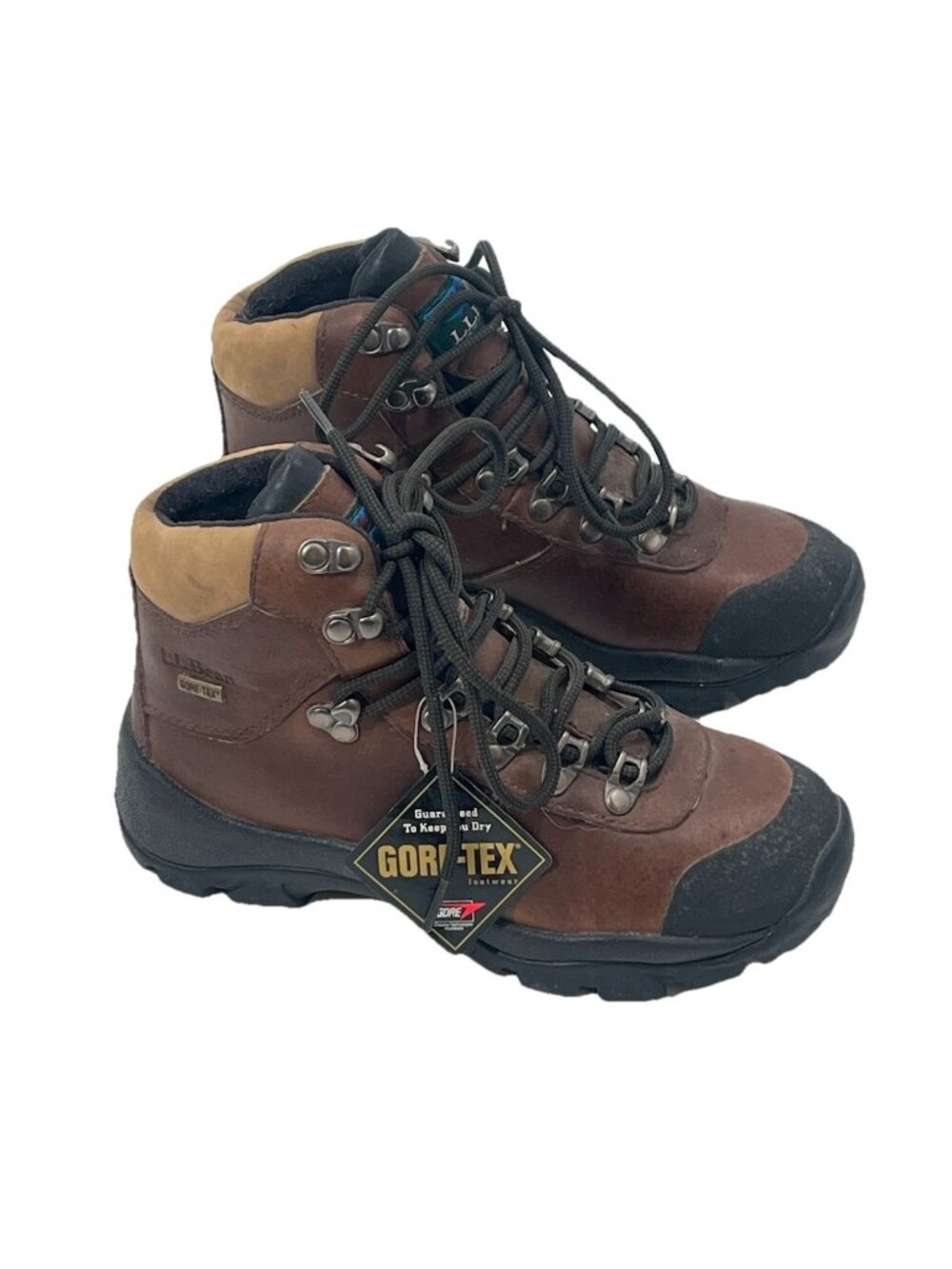 LL Bean Brown Leather Gortex Hiking Boots Womens Sz 6 Narrow Waterproof